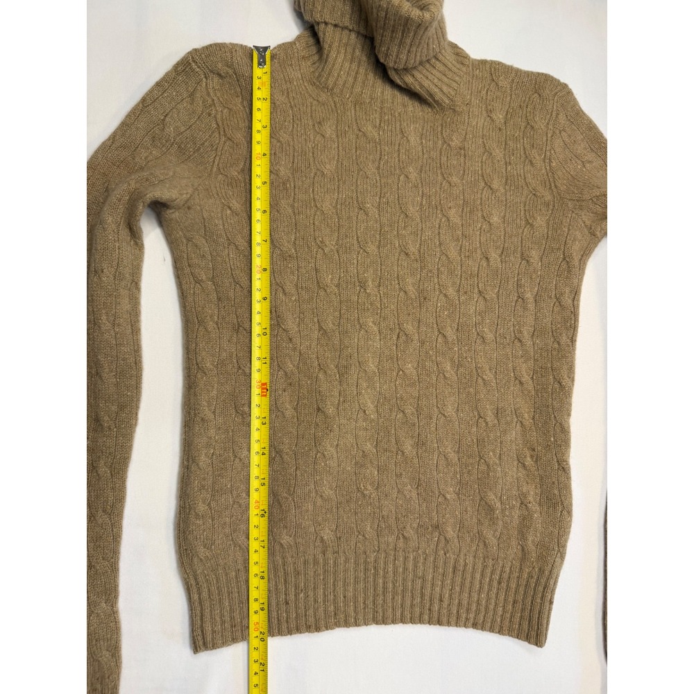 Ralph Lauren Slim Fit 100% Cashmere Cable Knit Turtleneck Sweater Taupe S - Picture 9 of 11